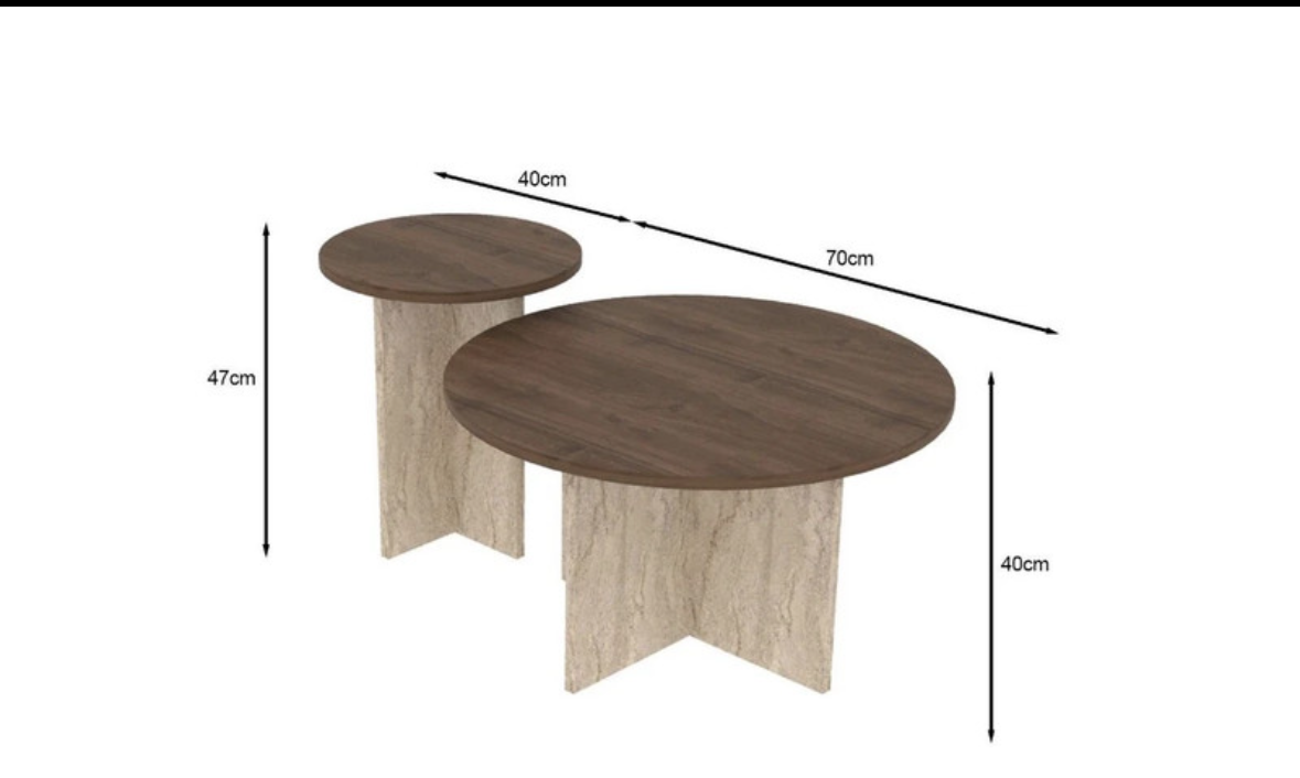 Ensemble de 2 Tables Basses Rondes – Afrolli