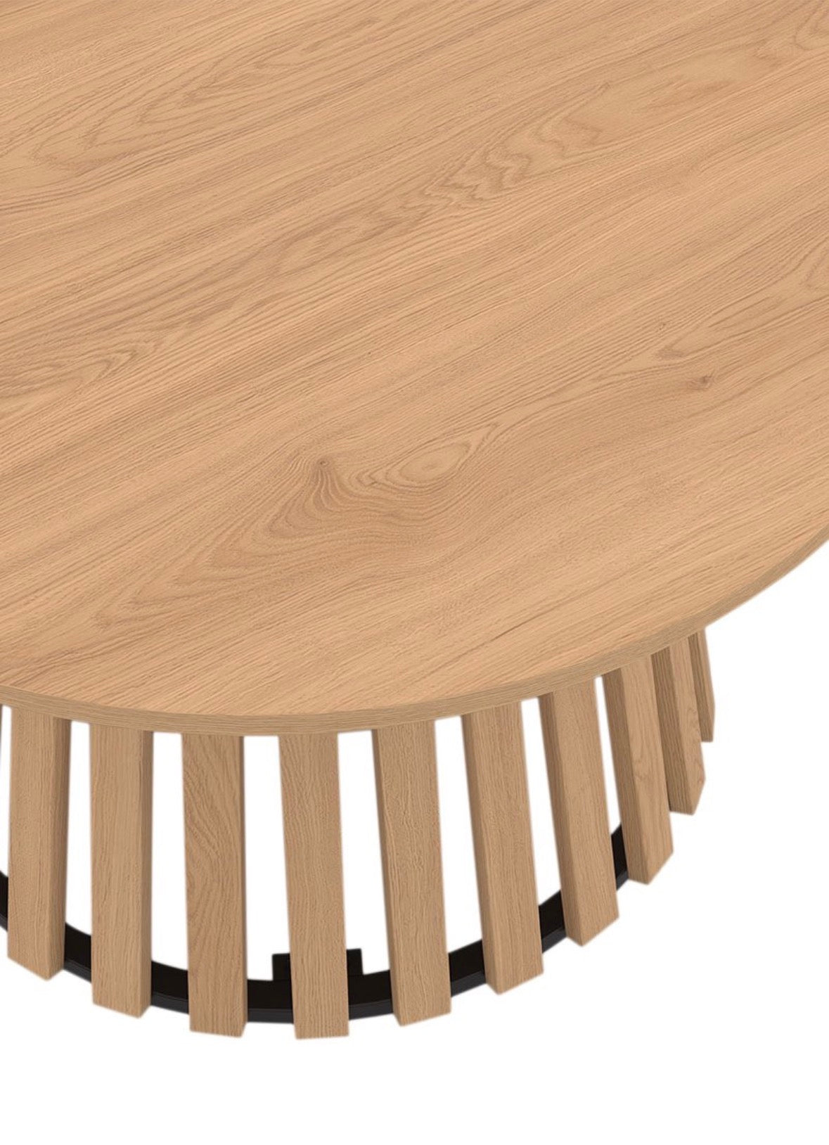 Table basse ronde Camélia – Imitation bois & Pieds métal