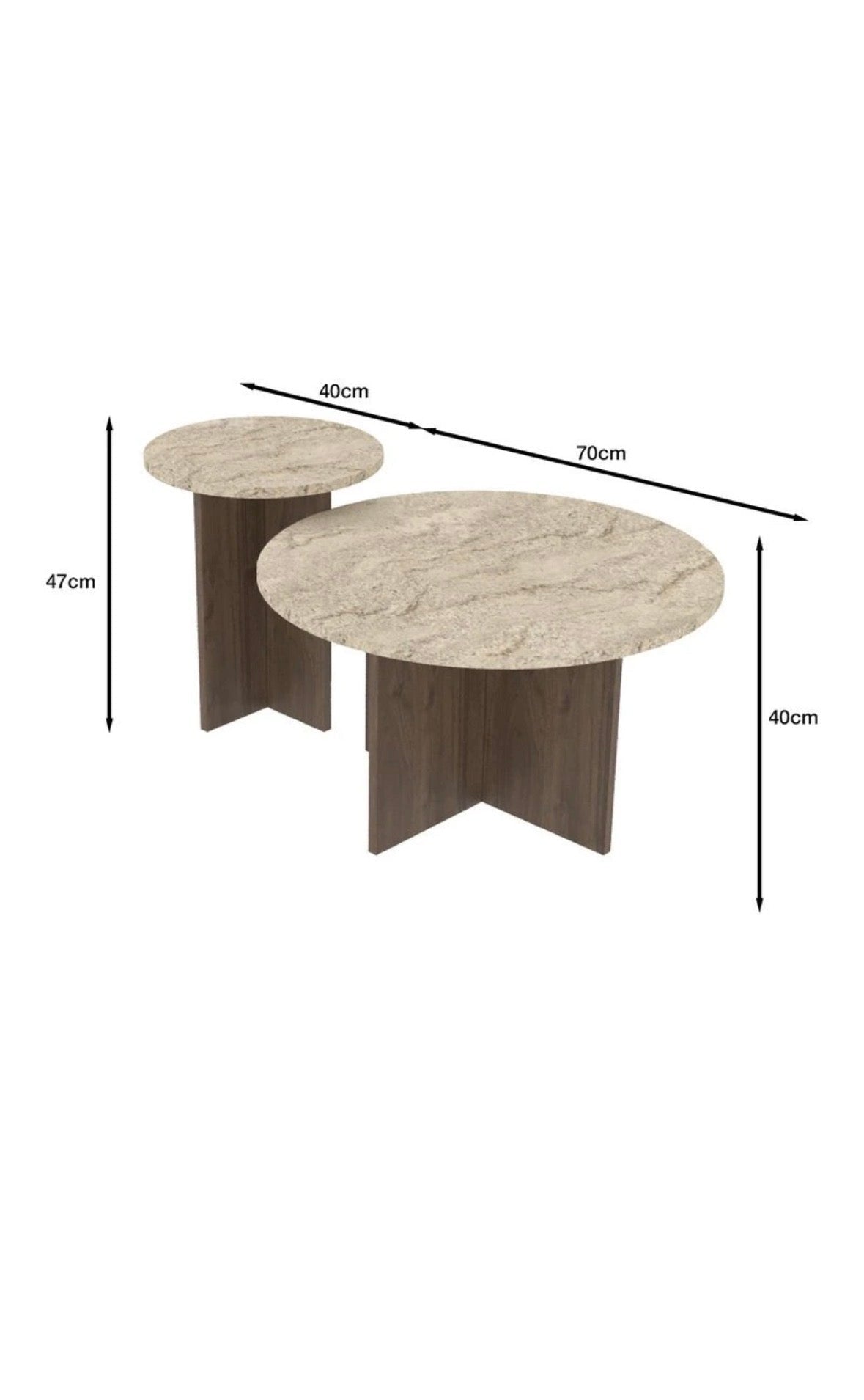 Ensemble de 2 Tables Basses Rondes