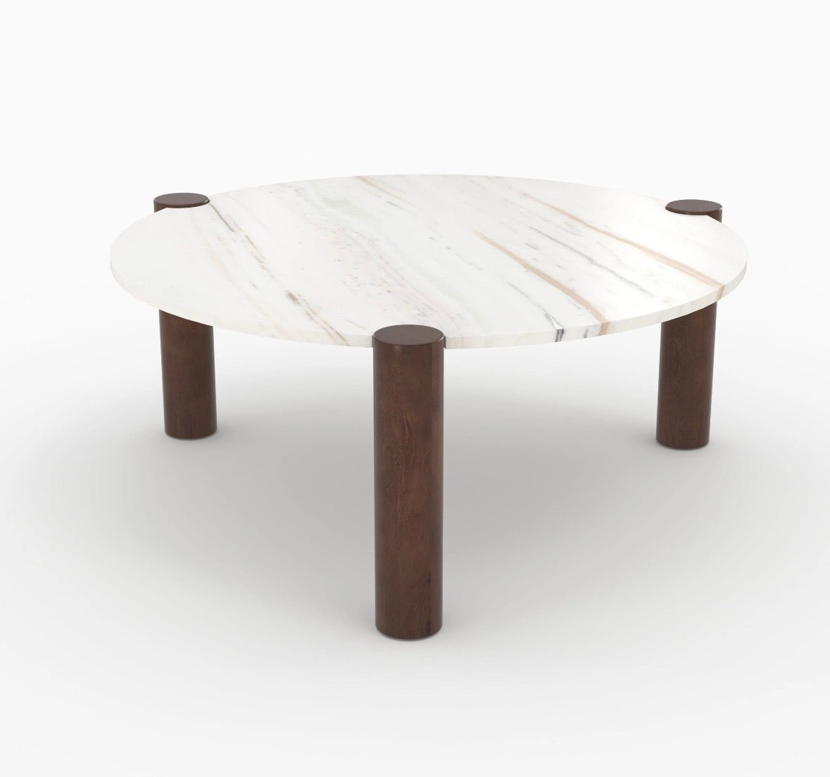 Table Basse Ronde Pauline, Marbre & Bois de Manguier