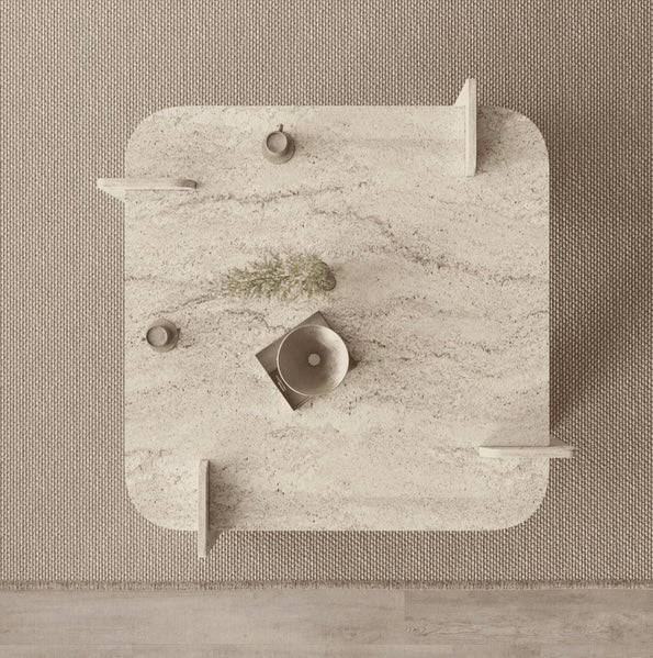 Table basse en bois Woog – Travertin