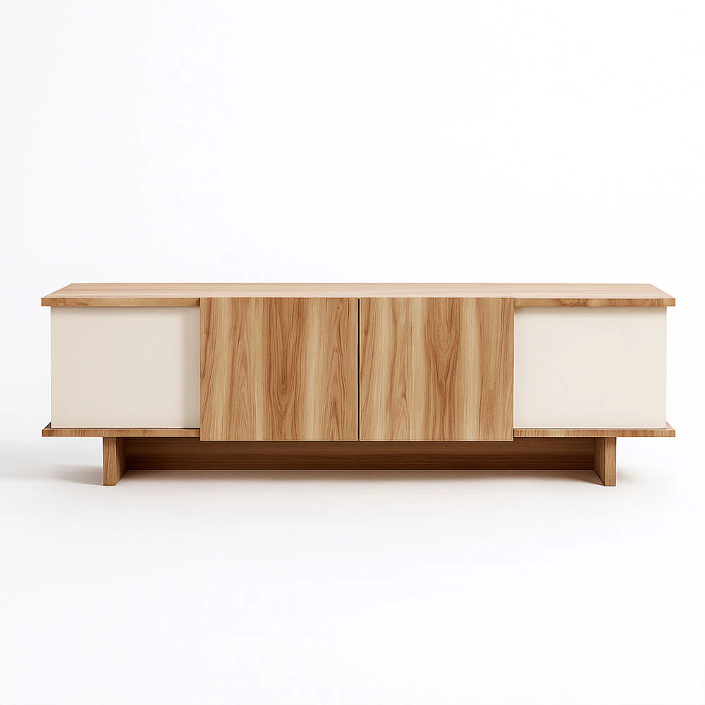 Meuble TV Diana – Travertin & Noyer