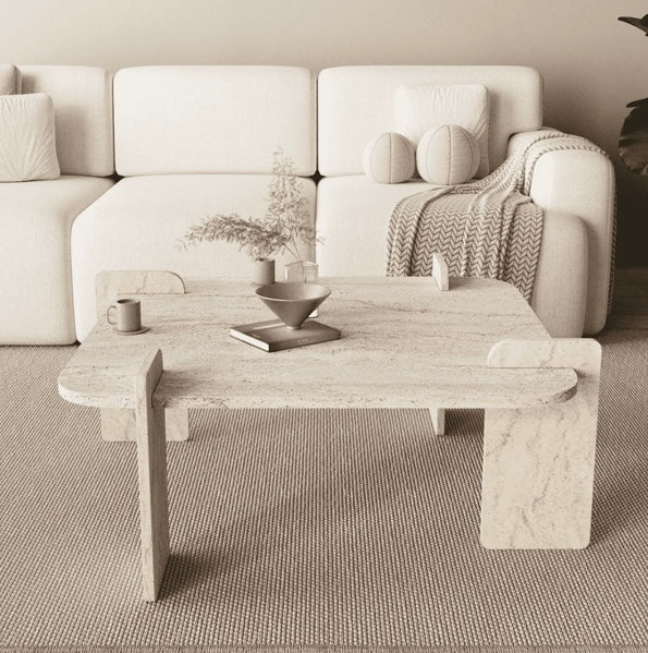 Table basse en bois Woog – Travertin