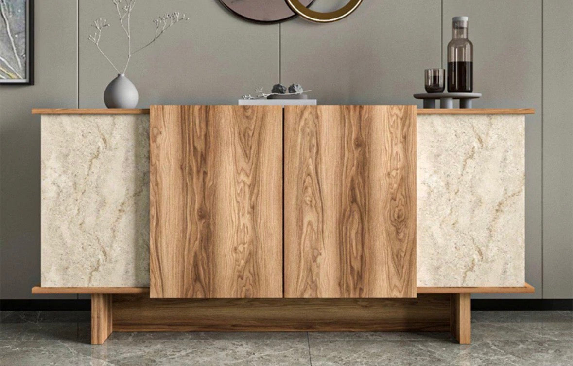 Buffet 4 Portes Diana – Marron & Écru – HANAH HOME