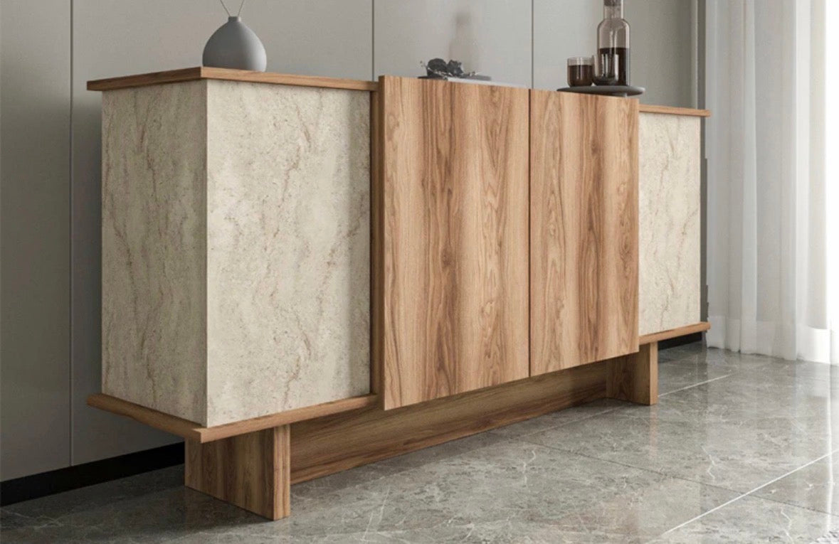 Buffet 4 Portes Diana – Marron & Écru – HANAH HOME