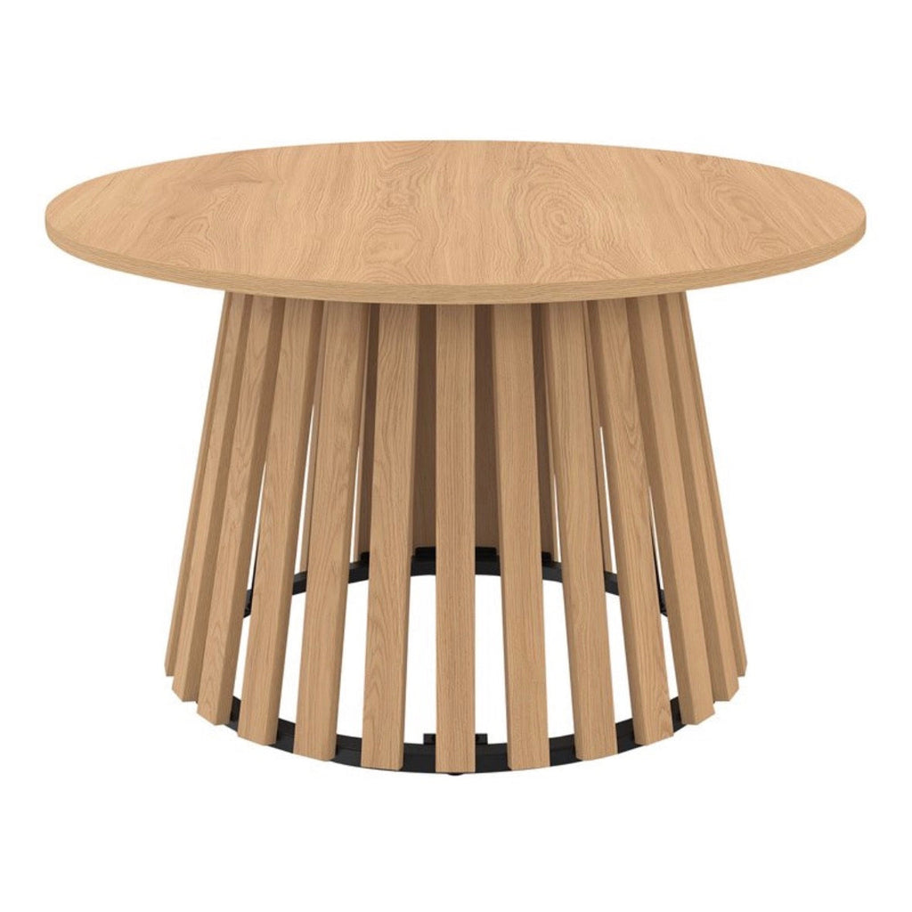 Table basse ronde Camélia – Imitation bois & Pieds métal
