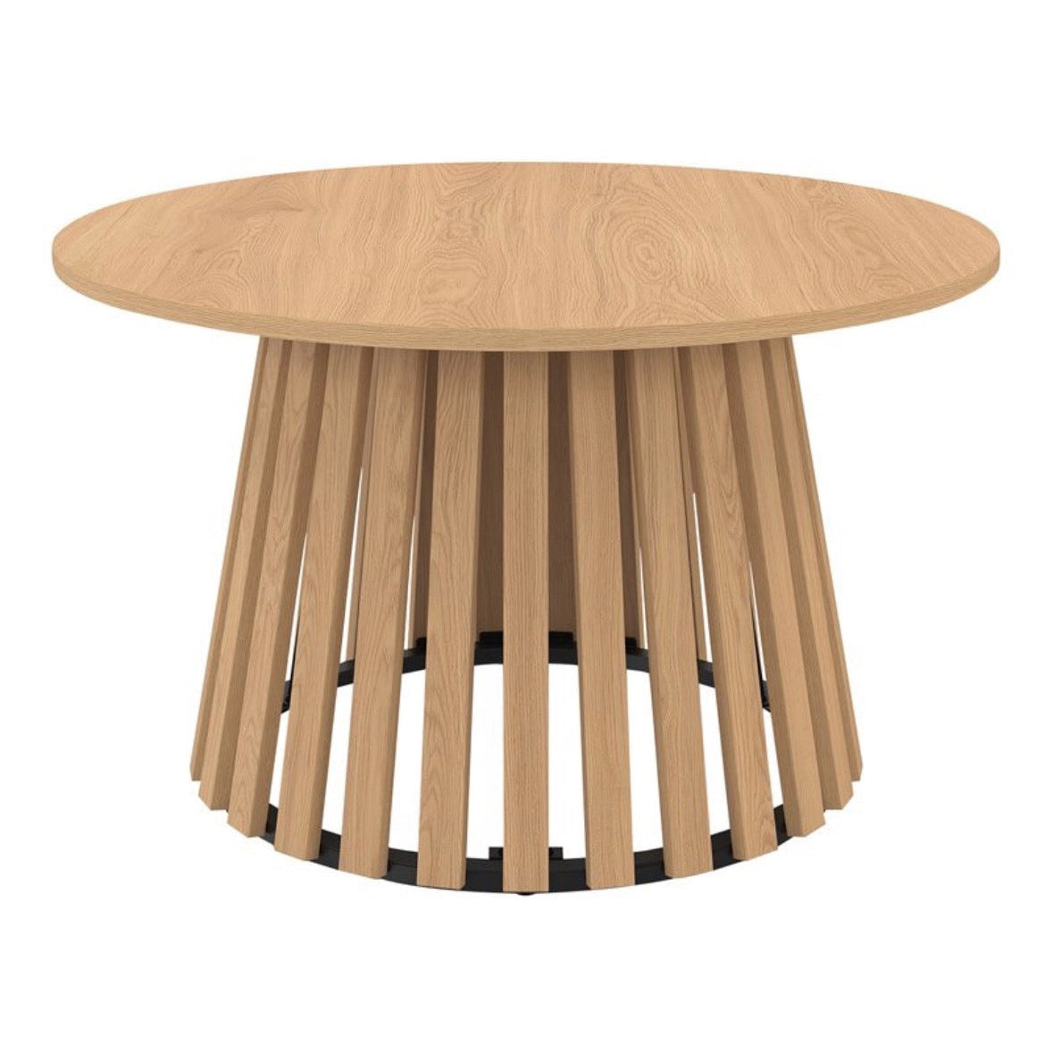 Table basse ronde Camélia – Imitation bois & Pieds métal