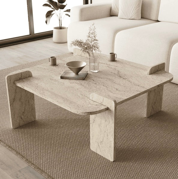 Table basse en bois Woog – Travertin