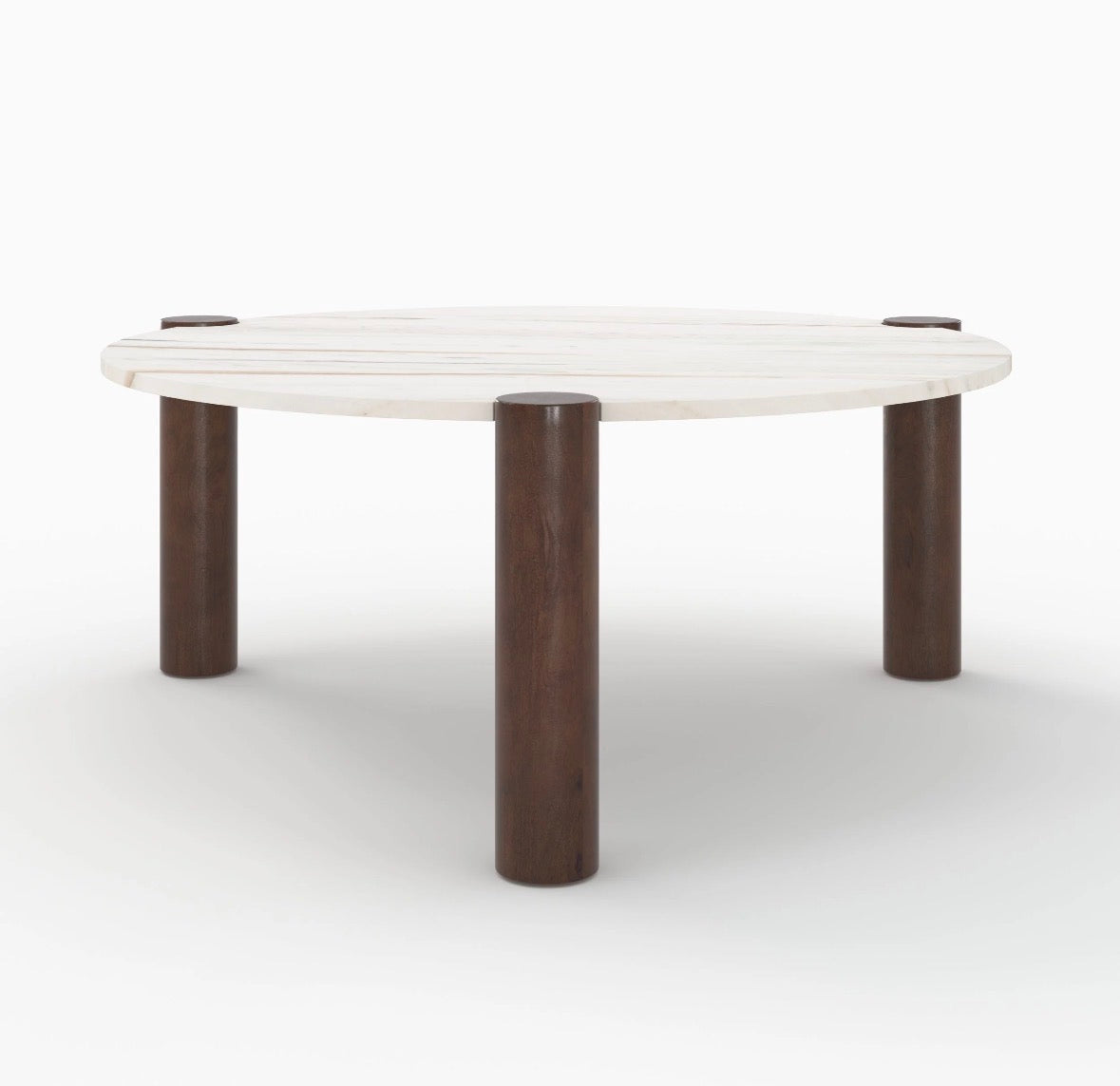 Table Basse Ronde Pauline, Marbre & Bois de Manguier