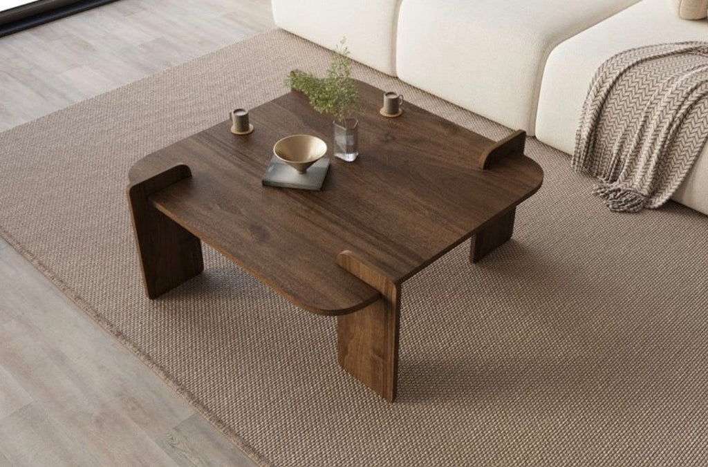 Table basse en bois Woog – Travertin