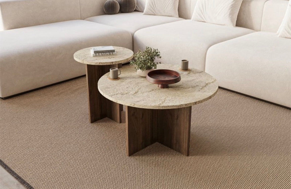 Ensemble de 2 Tables Basses Rondes Afrolli