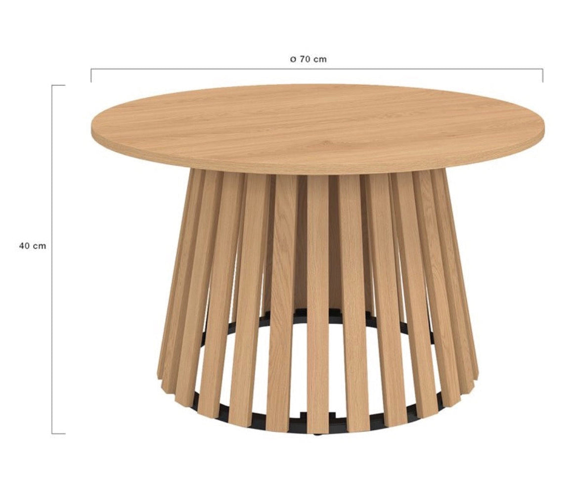 Table basse ronde Camélia – Imitation bois & Pieds métal
