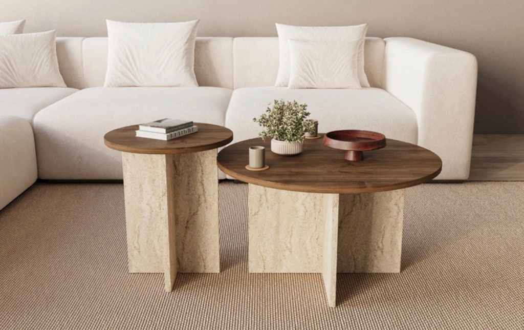 Ensemble de 2 Tables Basses Rondes – Afrolli
